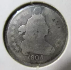 MONETA 1805 BUSTO DIME - MOLTO RARA - MONETA ARGENTO ANTICA USA - FORO RIEMPITO - Foto 1 di 4