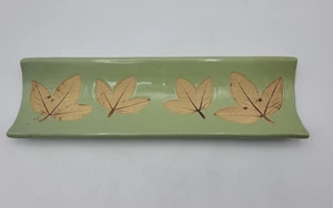 Autumn Pottery Cracker Serving Tray Impressed Fall Leaves Country Originals 14" - Picture 1 of 13