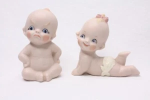 Vintage Lefton Kewpie Babies Bisque Pair - Bild 1 von 6
