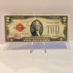 Series 1928D $2 Dollar Bill Legal Tender Red Seal Note (D00181424A) US Currency - Picture 1 of 2