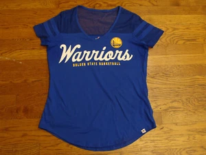 Golden State Warriors Womens Majestic Blue S/S W/ Net Shoulders Shirt Size XL - Picture 1 of 3