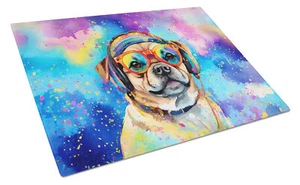 Pug Hippie Dawg Glass Cutting Board Large DAC2543LCB - Picture 1 of 5