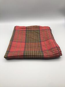 Ralph Lauren Brick Red Plaid Throw Pillow Cover Olive Blue Yellow Cotton 22x22