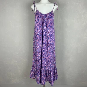 Maxi prendisole Emerson Fry India taglia XS/S viola fiori selvatici cotone biologico boho - Foto 1 di 14
