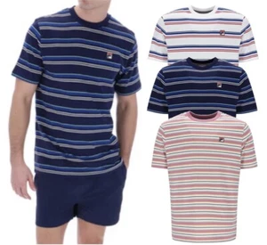 FILA Men's T-Shirt Stan Yarn Dye Striped Tee Short Sleeve Crew Neck Cotton Top - Picture 1 of 15