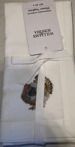 Williams-Sonoma Embroidered Plymouth Dinner Napkins Set of 4 20" Thanksgiving - Picture 1 of 4