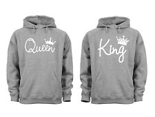 Couples Matching Hoodies King Queen Matching Couple soft Grey Unisex S-6X