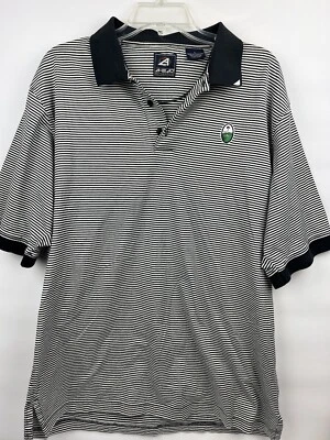 Camisa de golf AHead a rayas azul marino/blanco talla L manga corta con cuello azul marino sólido, GOL Foto 1 de 4