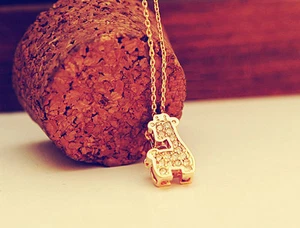 Super Adorable Giraffe Rose Gold/ Gold Deer CZ Pendant Chain Necklace - Picture 1 of 5