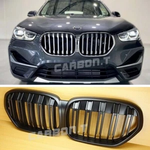 Matte Black Kidney M Style Front Grille Grill For BMW X1 F48 F49 LCI 2020-2021 - Picture 1 of 6