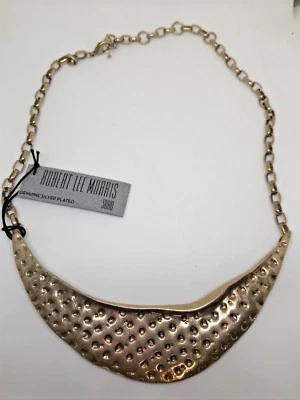 ~NUEVO CON ETIQUETAS~$55~ROBERT LEE MORRIS~COLLAR LONGITUD GARGANTILLA TONO DORADO MARTILLADO~PLATEADO Foto 1 de 4