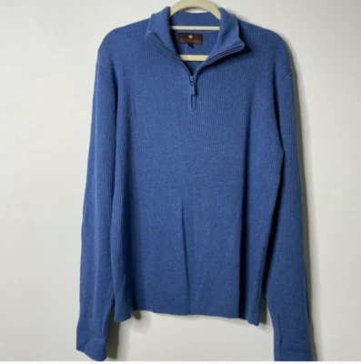 Toscano Blue 1/2 Zip Sweater Wool Blend Large - Image 1 of 4