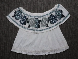 Top Free People Rosas Bordadas Para Mujer M Blanco Bohemio Granja Cottagecore - Imagen 1 de 9