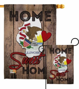 State Illinois Home Sweet Garden Flagge Americana Staaten Geschenk Hof Haus Banner - Bild 1 von 19
