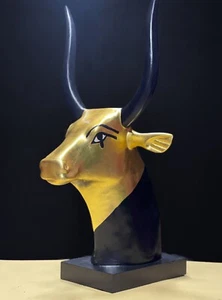 HATHOR Head as a cow with the black & gold leaf like the replica - Imagen 1 de 8