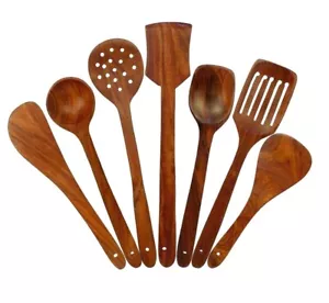 Holz Servier- und Kochlöffel Holz braune Löffel Küchenutensil Set - Bild 1 von 1