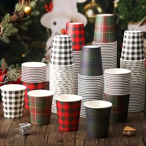 Jinei 200 piezas tazas de Navidad 9 oz tazas de fiesta de Navidad a cuadros desechables calientes y - Imagen 1 de 6