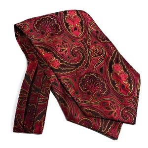 Burgundy & Yellow Paisley Jacquard Cravat/Ascot (Handmade) - Picture 1 of 3