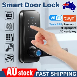 Fingerprint Digital Keypad Keyless Door Lock IC APP Tuya WiFi Smart Door Lock AU - Picture 1 of 13