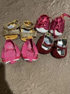 LOT Build A Bear SHOES,Sandals, Dress Shoes, Pink Girls 4 PAIRS - Picture 1 of 5