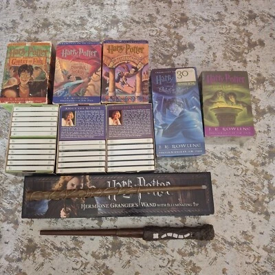 Harry Potter Audiobook Unabridged Cassette Set Lot JK Rowling w/ Wand - Image 1 of 4