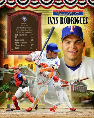 IVAN PUDGE RODRIGUEZ Official MLB HALL OF FAME Premium 20x24 POSTER Print Cover
