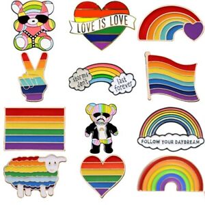 Rainbow Pride Pin Badge LGBTQ Gay Enamel Lapel Metal Friendship Acrylic Brooch