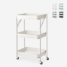 Carrello da cucina pieghevole portavivande 3 ripiani con ruote Pikas