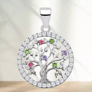 Lebensbaum Anhänger Zirkonia 925 Sterling-Silber Damen Ketten-Anhänger Kette - Bild 1 von 3