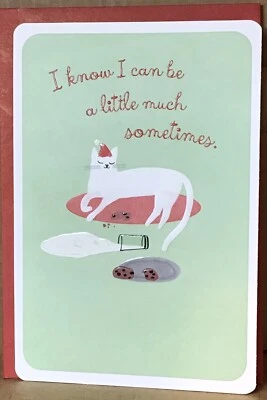 New Hallmark FROM THE CAT Christmas Greeting Card KITTY White Cat Santa Hat - Image 1 of 3