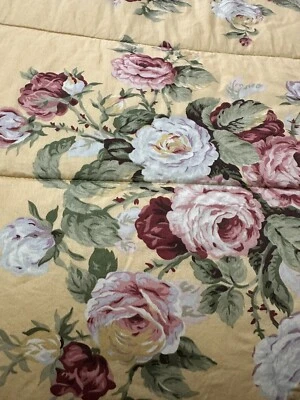 RALPH LAUREN *KATHLEEN EDREDÓN Reina Completo Amarillo Floral Flores Satén De Colección Foto 1 de 4