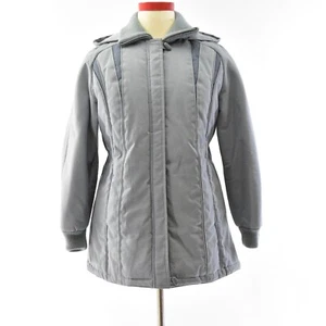 Vintage Geometric Hooded Puffer Coat Womens 14 Aurora International by Abmoor - Picture 1 of 7