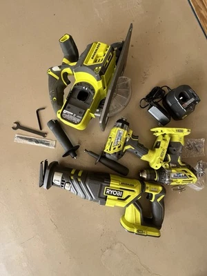 Ryobi Brushless 18V Combo Tool Kit - Hammer Drill/impact/sawsall/circular Saw - Image 1 of 4