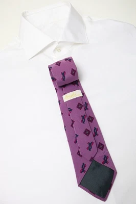 Corbata LONGHI para hombre talla única púrpura estampado seda pura en punta Foto 1 de 4