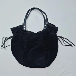 Lucky Brand Boho Tasche schwarz Wildleder Leder Schultertasche Handtasche groß getragen - Bild 1 von 20