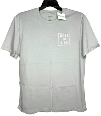 New ARIZONA JEAN CO TEE GRAY L SEA SUN SURF HERE TO RIDE WAVE SHIRT NWT PRIORITY - Image 1 of 4
