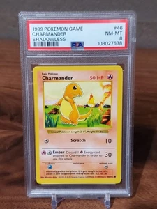 1999 Pokemon Base Set Charmander #46 PSA 8 Excellent - Mint Shadowless - Picture 1 of 2