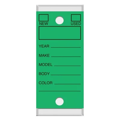 VERSA-TAGS Self Protecting Key Tags Solid Green Color