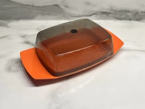 Plato de mantequilla danés vintage Rosti Bjorn Christenson Dinamarca cosecha naranja MCM - Imagen 1 de 9
