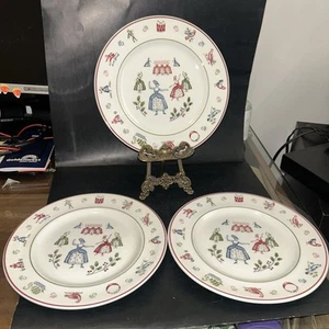 Set of 3 Johnson Bros 12 DAYS OF CHRISTMAS Salad Plates 8.75” Eleven Ladies - Picture 1 of 7