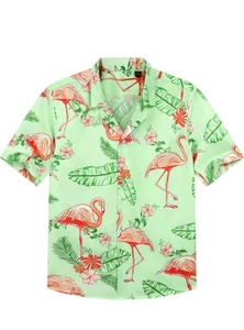 siliteelon Boys Hawaiian Shirts Short Sleeve Cotton Summer  Button Down 12-13 - Picture 1 of 3