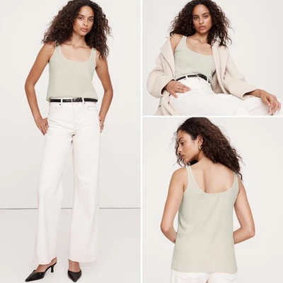 NWT Banana Republic Essential Silk Tank Top SMALL White Sleeveless Relax Blouse - Image 1 of 4