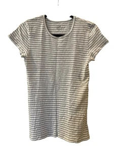 J. Crew Damen grau weiß gestreiftes Maler Kurzarm Shirt Größe: Small - Bild 1 von 5