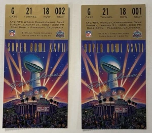 Super Bowl XXVII Ticket Stubs 1. Januar 1993 Buffalo Bills gegen Dallas Cowboys LESEN - Bild 1 von 4