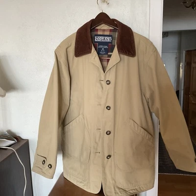 LL Bean Barn Jacket Coat Womens Size M Reg Corduroy Collar Beige Chore Field - Image 1 of 4