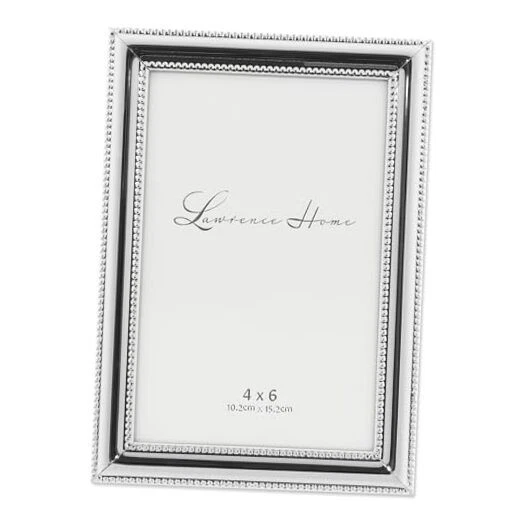 Lawrence Frames 510746 4x6 Metal Picture Frame Silver-Plate with Delicate Bea...