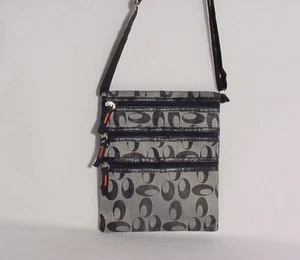 SHOULDER BAG W ADJUSTABLE STRAP CANVAS #GRAY #X888 - Picture 1 of 2