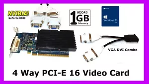 Low Profile 1GB SILENT Video Card✔️PCI-E 16x✔️with 2X DVI-VGA and 2X DVI Adapter - Picture 1 of 20