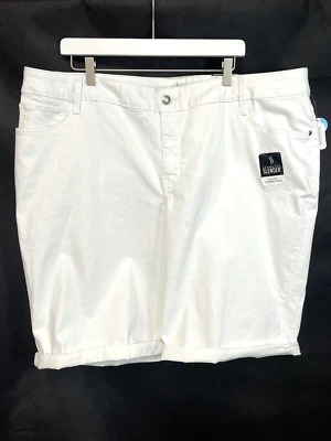 St Johns Bay Crisp White Easy Fit Plus Size Denim Bermuda Shorts 11.5" NEW 24W - Image 1 of 4