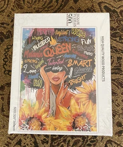 African American Jigsaw Wooden Puzzles Woman Queen Girl Art Inspirational 500 Pc - Picture 1 of 2